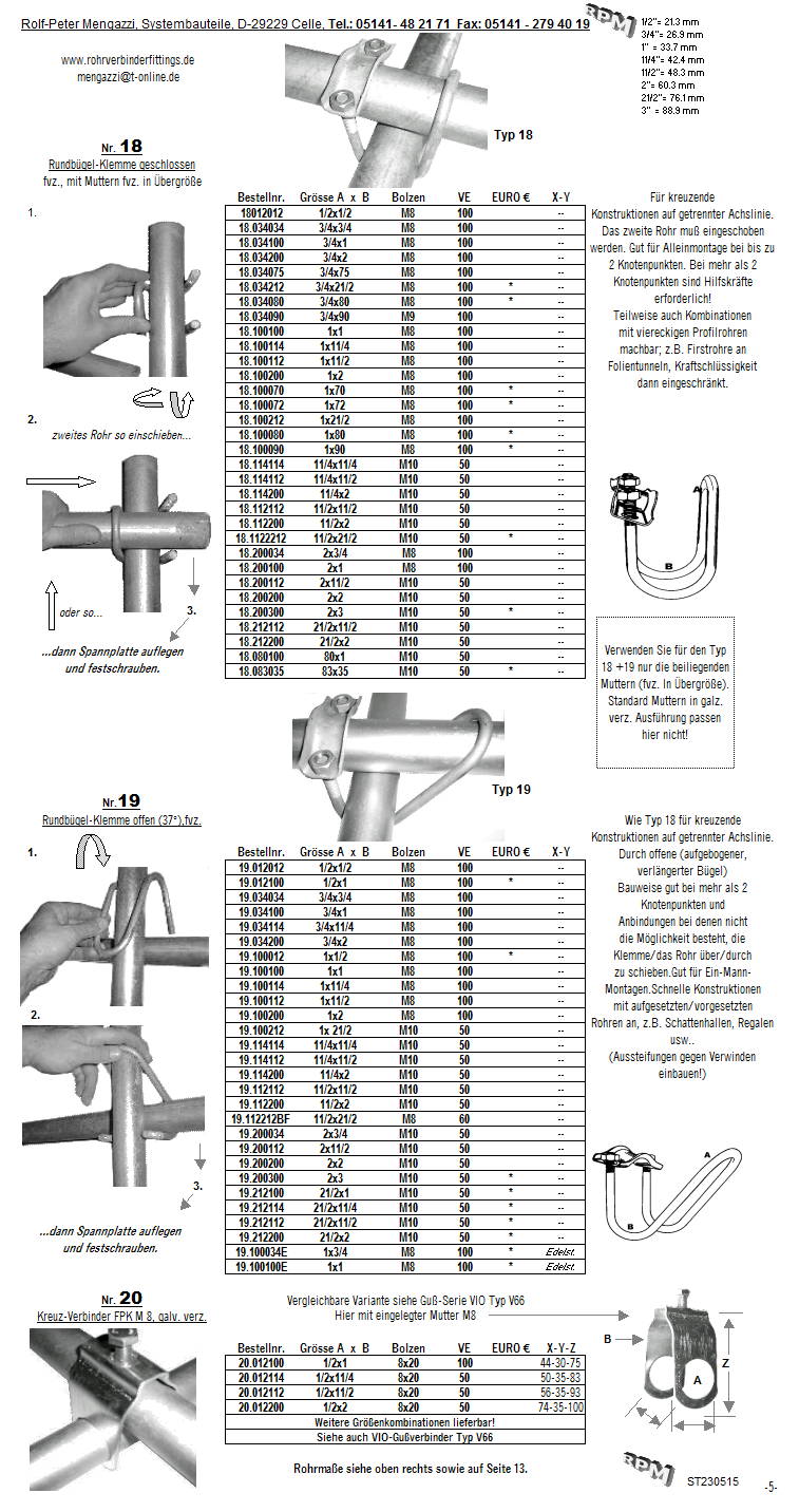 S.05 Rohrverbinder Rohrschellen Gerüstschellen Kreuzschellen Rohrbügel