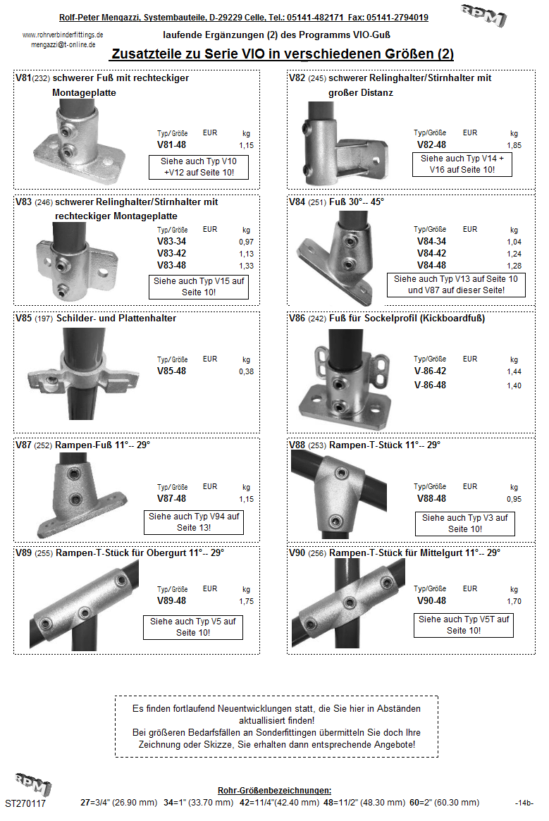 Rohrverbinder_Rohrschellen_Gußverbinder_Gerüstverbinder_Seite14bup17_Interclamp, Geländer-T-Stücke, Eckschellen, Treppenverbinder, schwere Fußplatten, Rampenfittinge, Geländerschelle, Interclamps, Geländerkupplung, Gerüstschellen, Rohrfitting, Gerüstverbinder, Geländerhalter, T-Schelle, Winkelstücke, Adapterstücke, Gelenkverbinder, Kreuzverbinder, Geländerschellen, Rohrflansch, Rohrfuß, Rohradapter, einstellbarer Fuß, Winkelschelle, Gussadapter